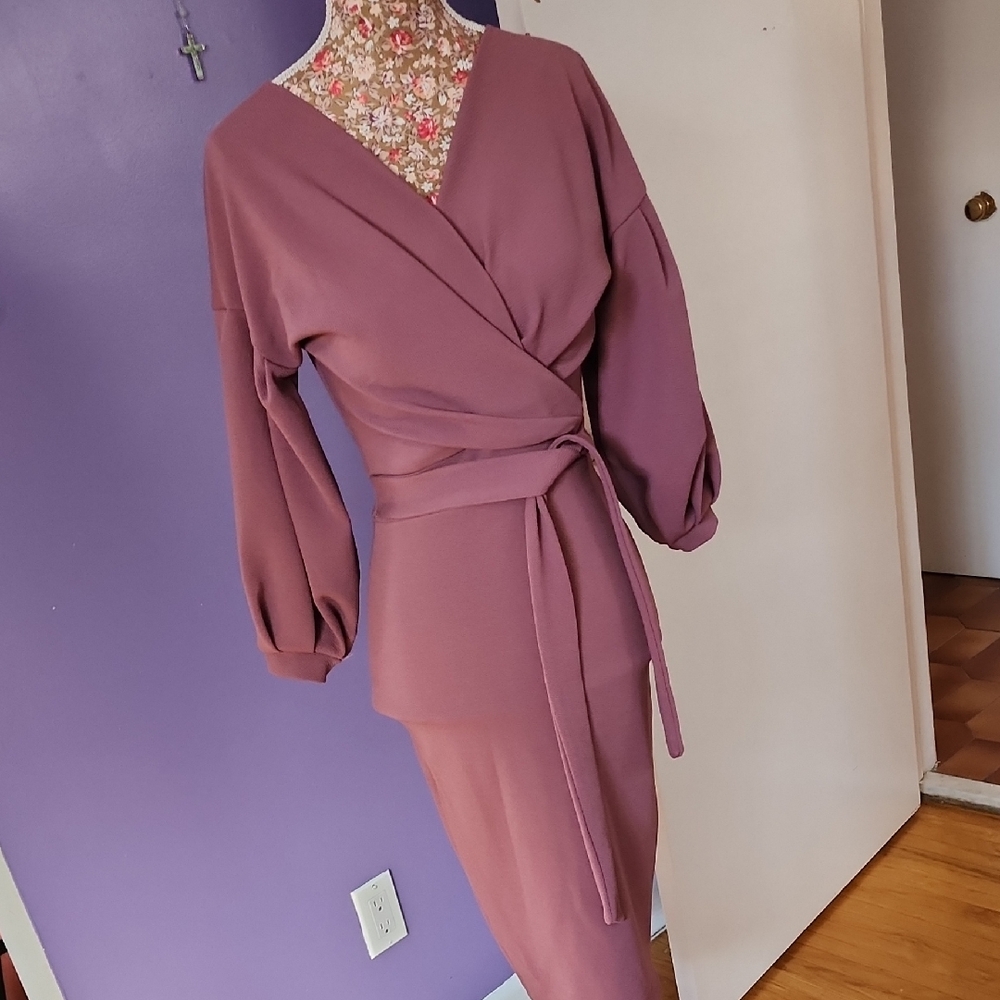 Boohoo Mauve Wrap Dress